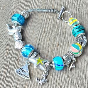 Willabee & Ward Toggle Charm Bracelet "August" Summer Beach Ocean Turtle Star